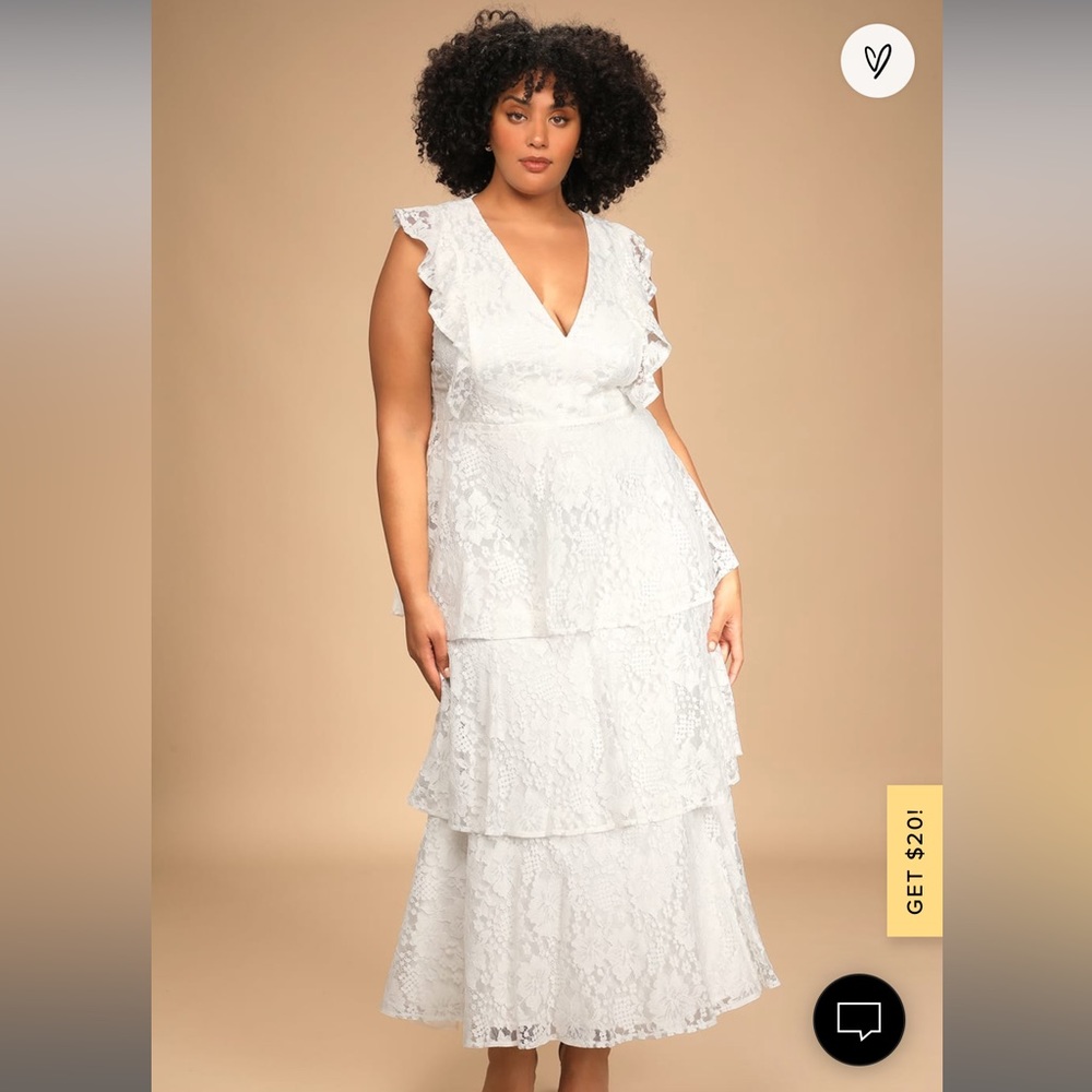 Lulus 2x lace tiered white dress